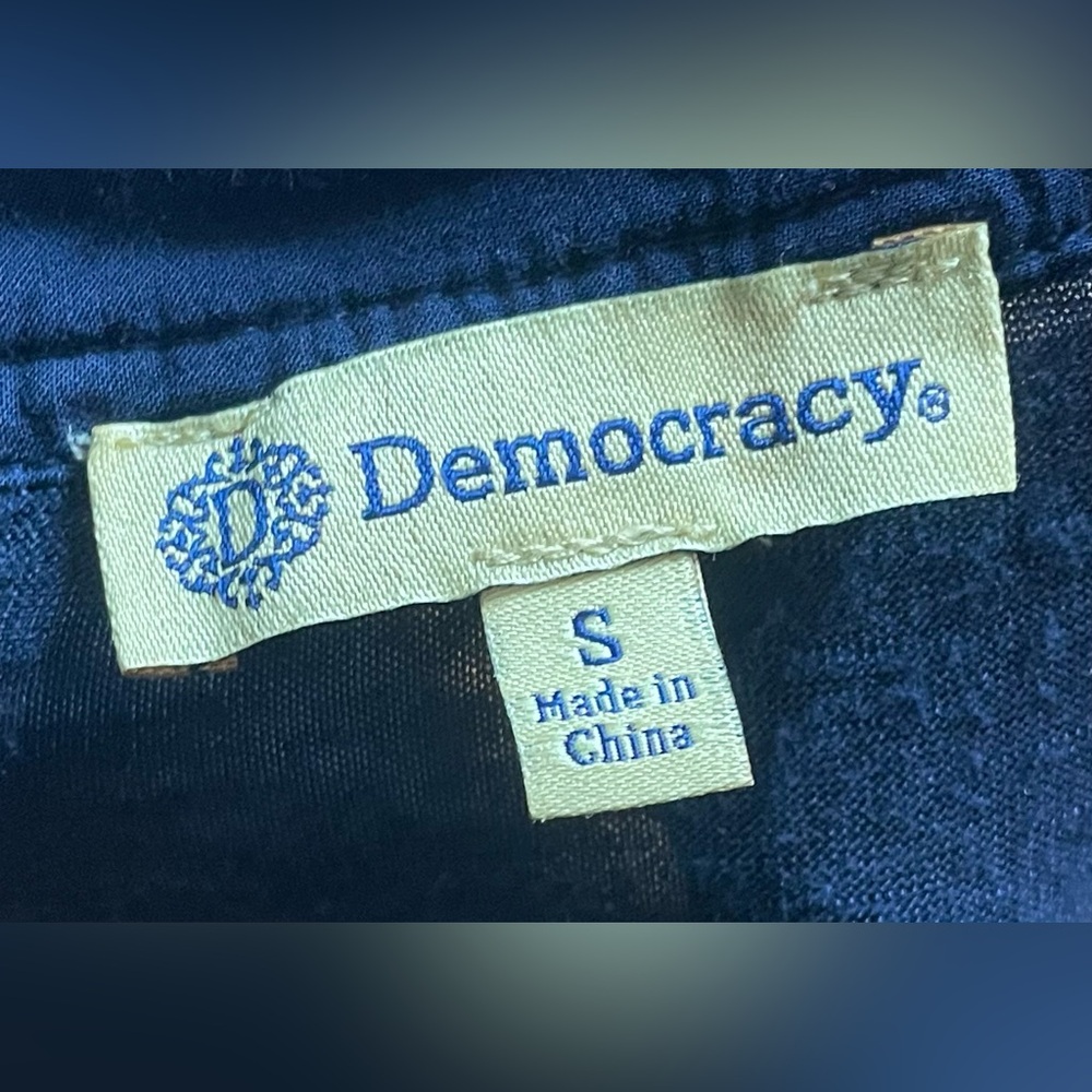Democracy- Midnight Blue Blouse with Button Accents Size S - Picture 10 of 10